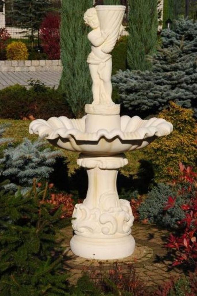 Casa Padrino Barock Springbrunnen Sandfarben Ø 100 x H. 167 cm