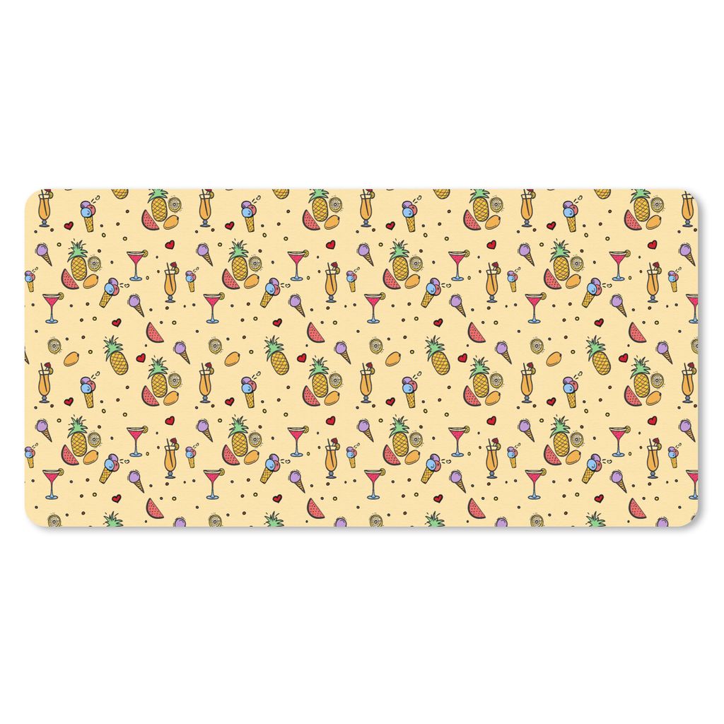 MuchoWow Mauspad Mousepad Sommer - Obst - Cocktails - Muster 60x30 cm - Mousepads - Maus Mat - Pad - Mausunterlage - Nachhaltig
