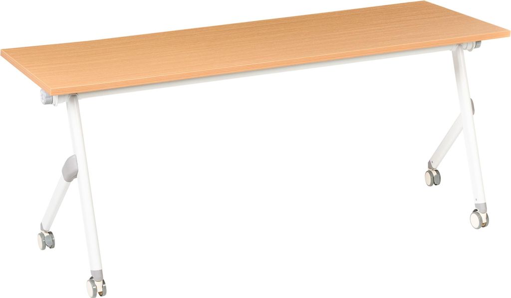 BELIANI Schreibtisch Braun u. Weiß 180 x 60 cm Klappbar Faltbar mit Rollen Mobil Bürotisch für Homeoffice Büro Modernes Design