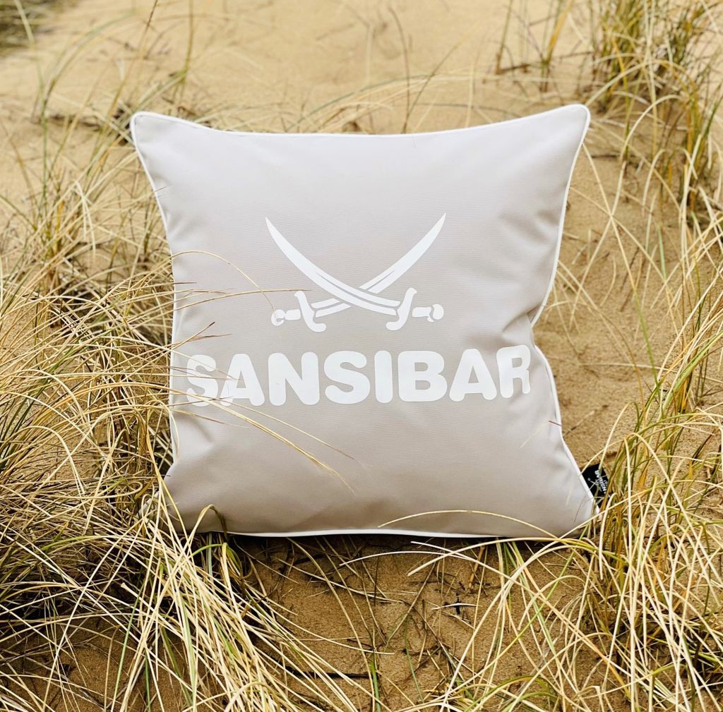 Sansibar Outdoor Kissen mit Füllung, 45x45, taupe/offwhite Produktbild 