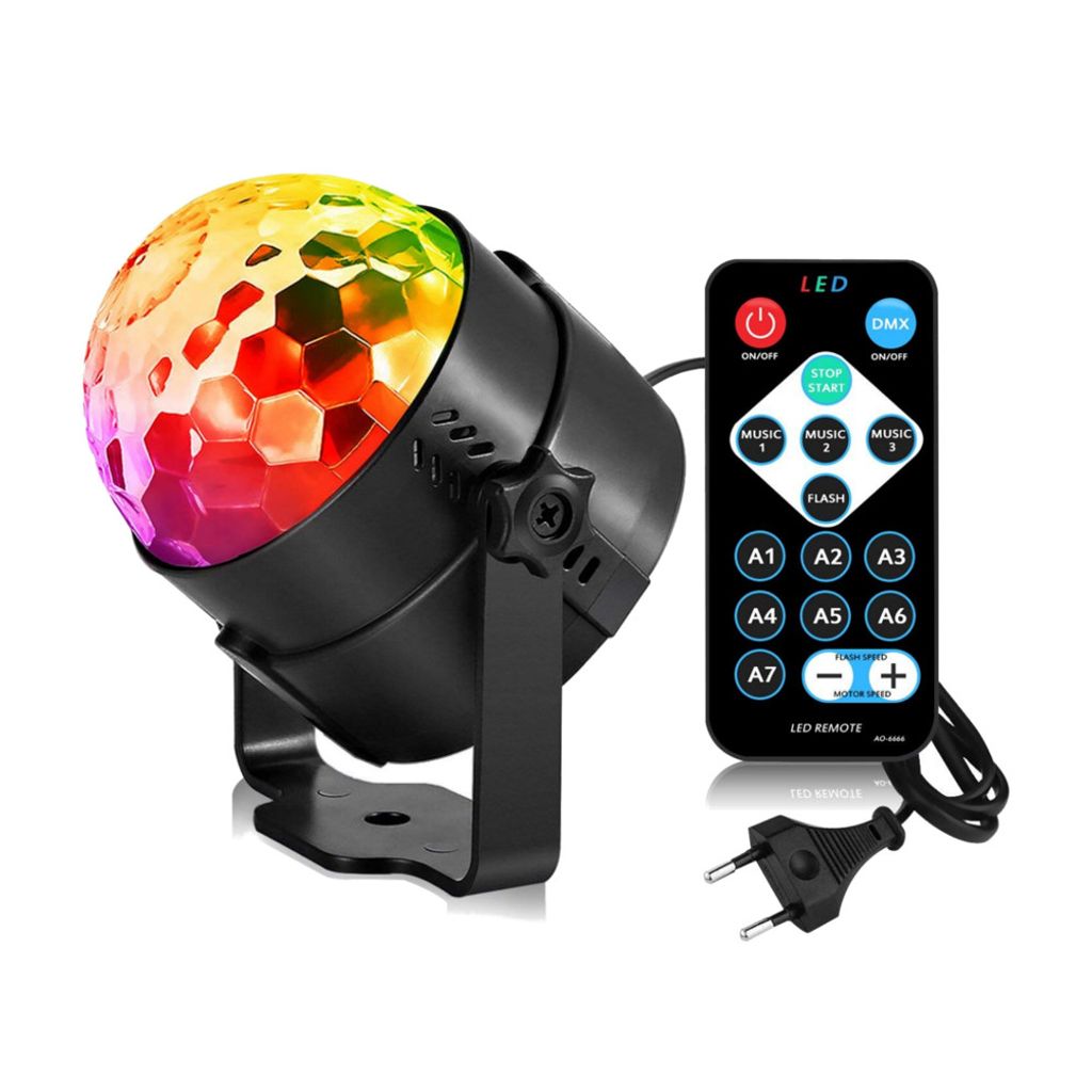 LED Discokugel Lichteffekt RGB Musiksteuerung Fernbedienung Partylicht Projektor 