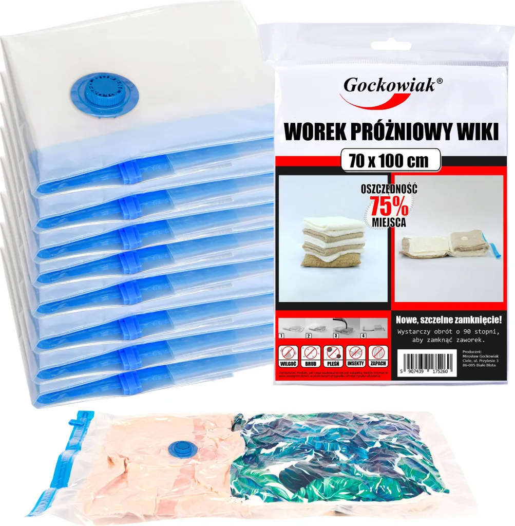 Sac à Vide pour Couette et Vêtements WIKI 70x100 cm Pack de 10 Pièces