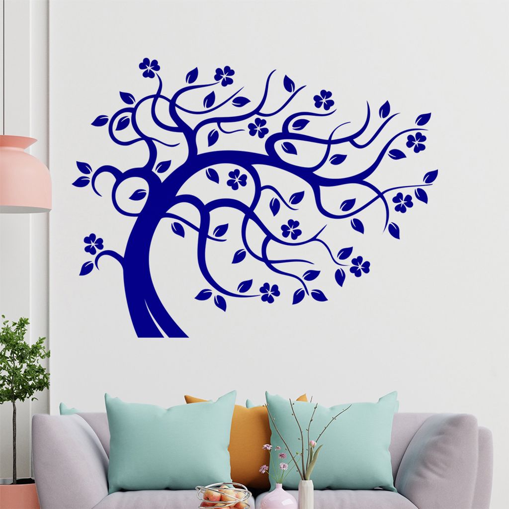 Baum - vom Wind gebogen Wandtattoo in 6 Größen - Wandaufkleber Wall Sticker - Dekoration, Küche, Wohnzimmer, Schlafzimmer, Badezimmer