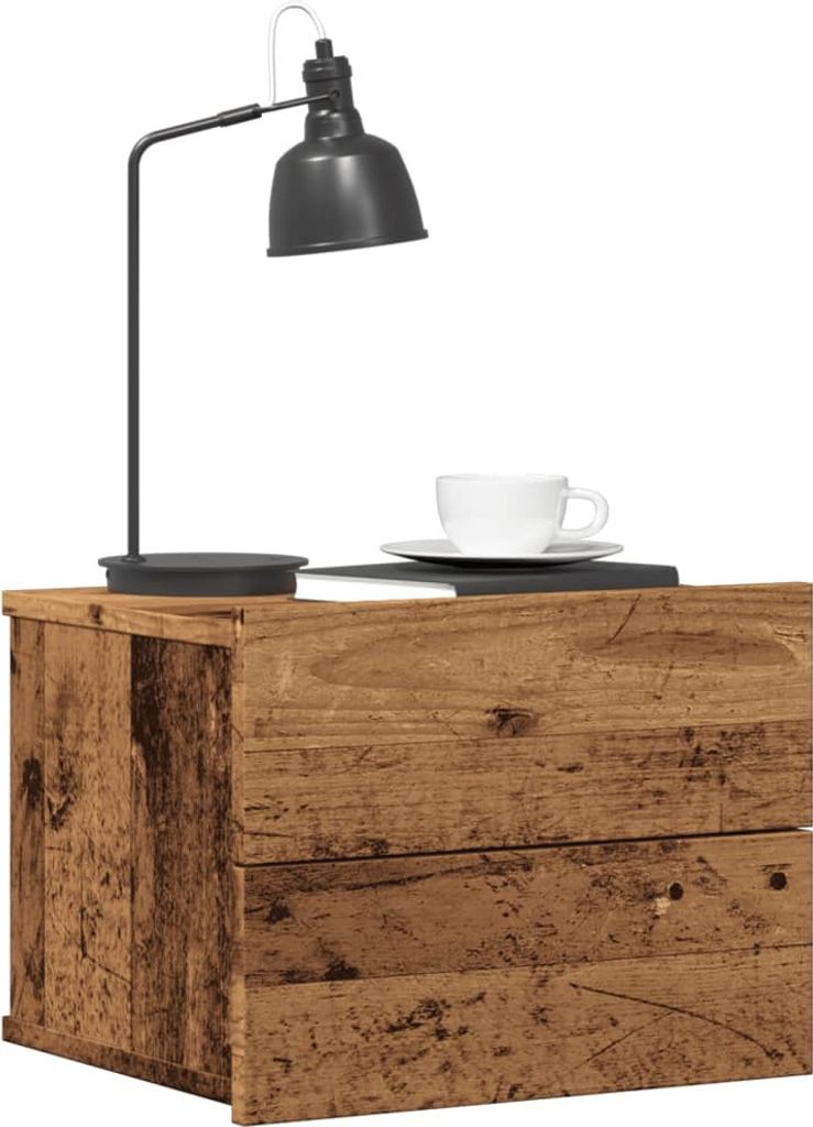 vidaXL Wand-Nachttische 2 Stk. Altholz-Optik 40x32x30 cm