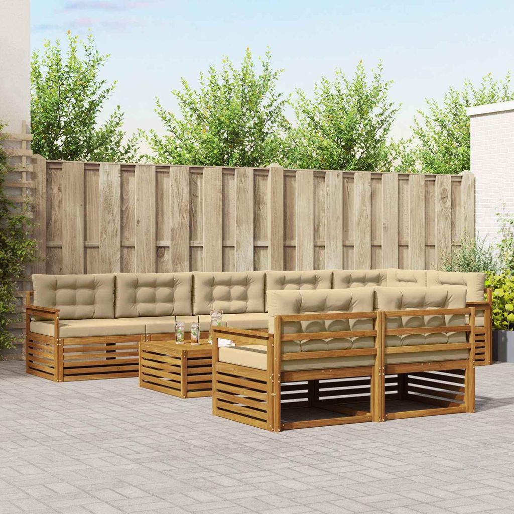"SALE 2026"Outdoor-Sofagarnitur - CLORIS - Balkonmöbe/Sitzgruppe - mit Kissen 9 pcs - Moderne Design - Natur und Beige - Gartensofas NeuMöbel625482