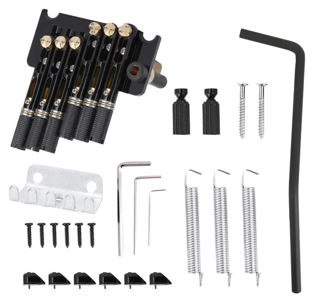 Chevalet de guitare headless 6 cordes noir contre le désaccordage fixe