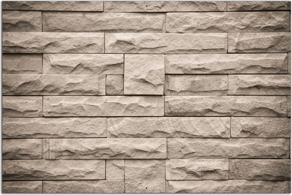 Wallario Outdoor-Poster für Garten oder Balkon, Motiv Steinwand grau-braun, in ca. 61 x 91,50 cm