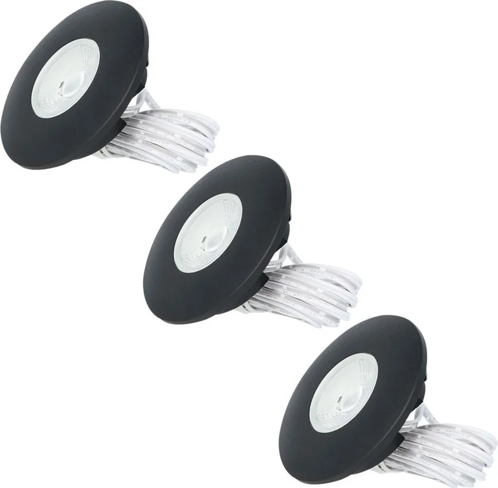 Spot LED Encastrable IP44 Étanche Noir 2700K Extra-Plat Lot de 3