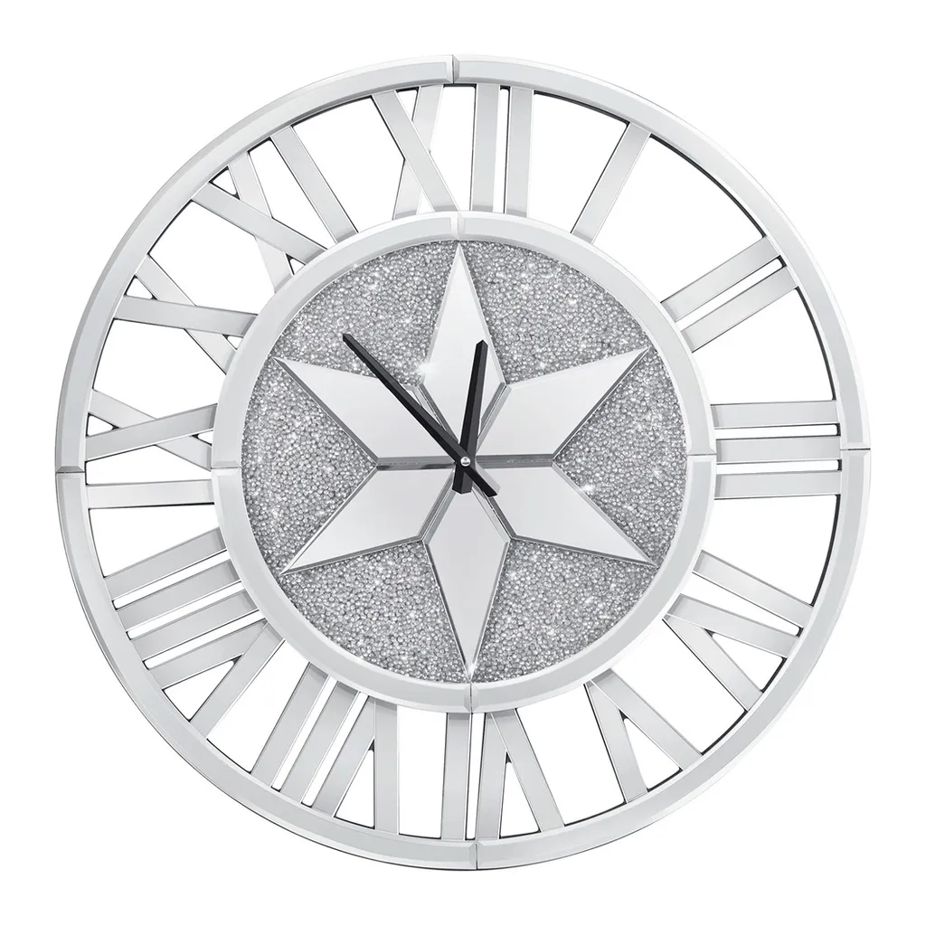 WISFOR Grande Horloge Murale 60cm Silencieuse Chiffres Romains Noirs