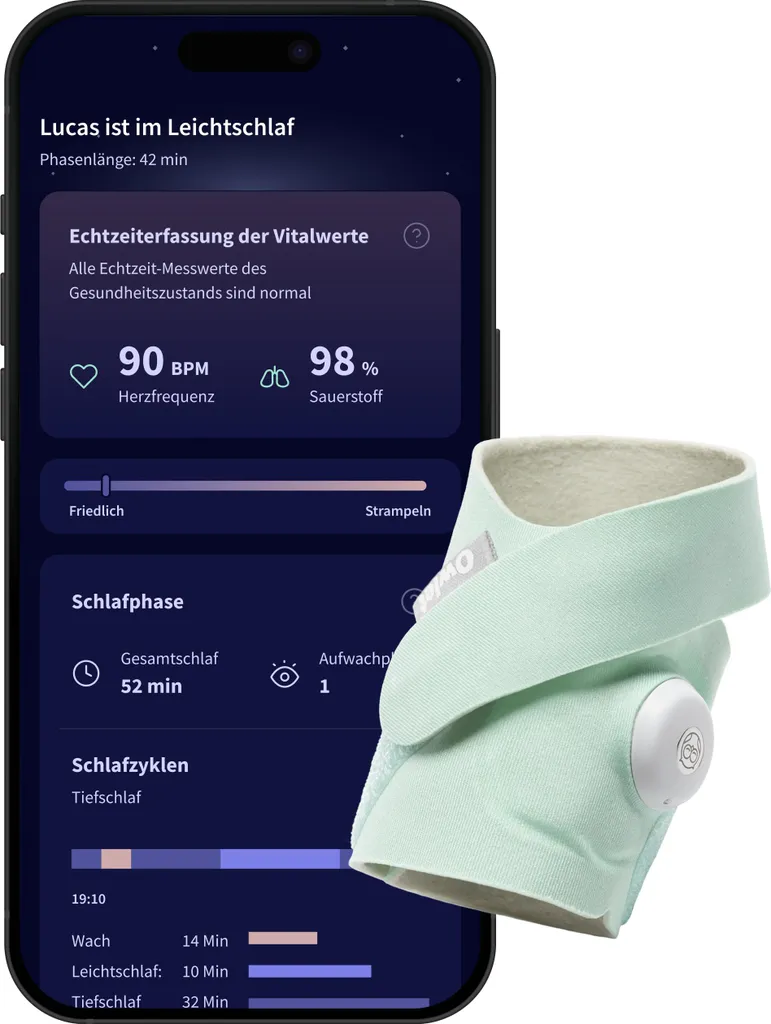 Owlet Dream Sock Menthe : Oxymètre de Pouls Médical Connecté pour Bébé