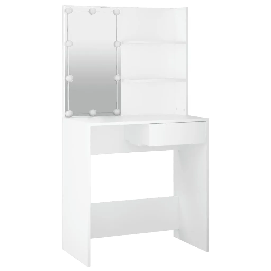 Coiffeuse vidaXL avec LED miroir blanc en bois composite - Modèle 2024 - 9