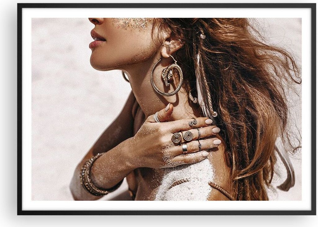 Gerahmtes Poster - Schwarzer Rahmen - Sand Frau Schmuck - Produktbild 