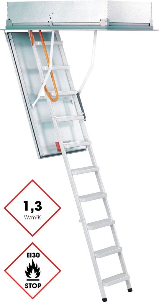 Minka Bodentreppe Type 12 Solid brandhemmend mit U-Wert 1,3 W/m2K bis 275cm Raumhöhe 120x70cm Deckenöffnung