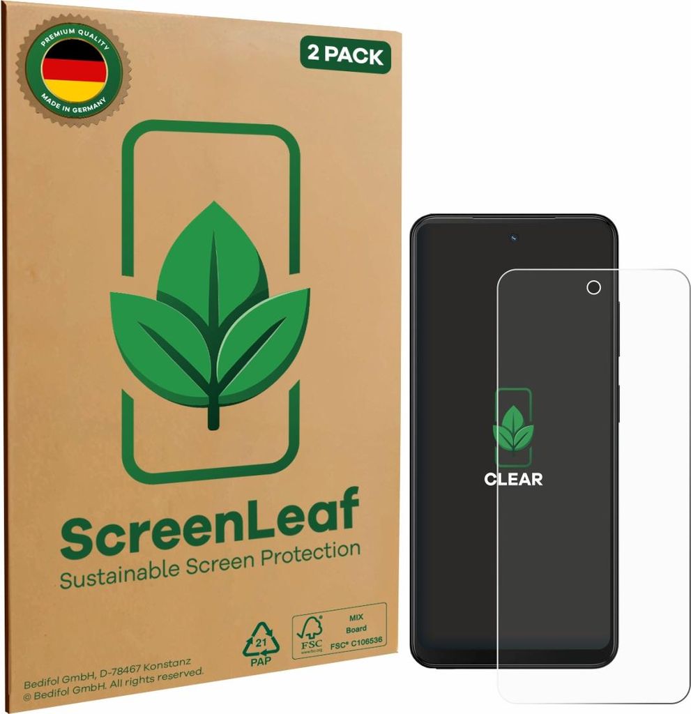 2x ScreenLeaf Schutzfolie für Xplora HMD Fusion X1 nachhaltiger Displayschutz Display Schutz Folie Klar Transparent