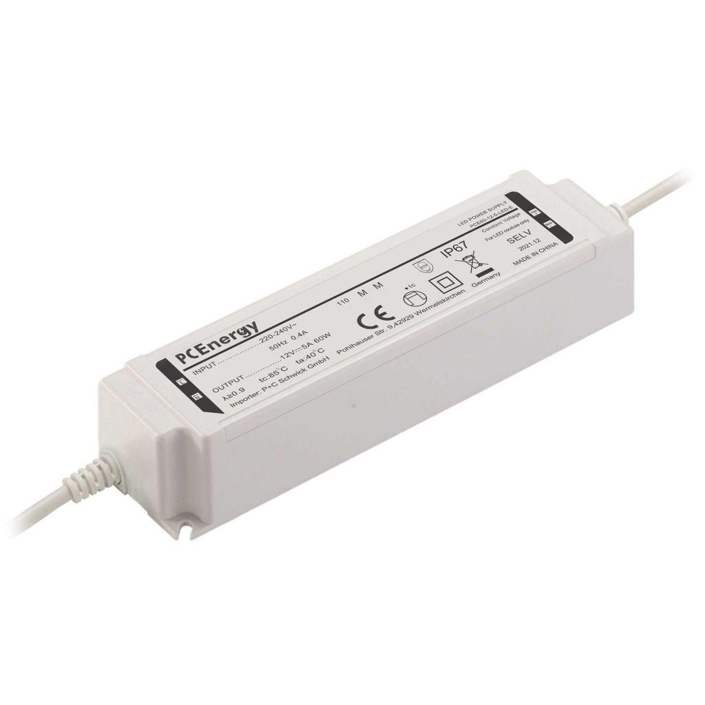 Wasserdichter LED Treiber, Slim, 12V DC, 5,0A, 60W