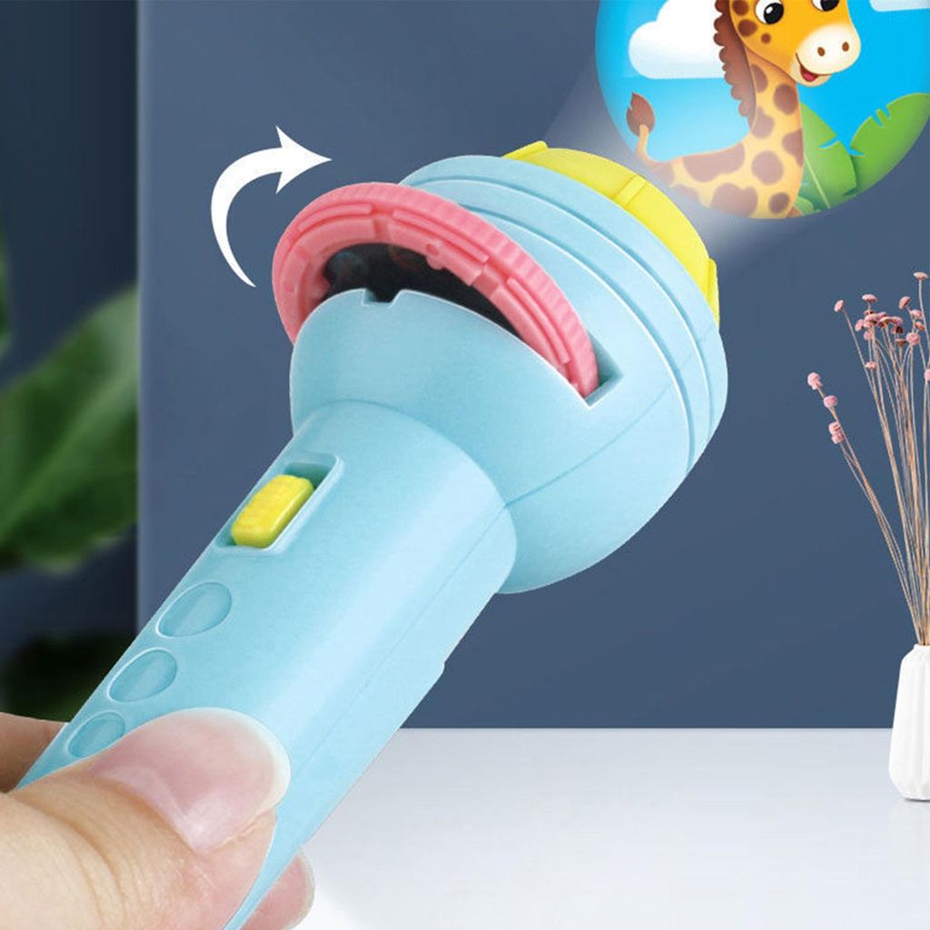 Kinder-Projektor-Taschenlampe, verschiedene Tiermuster, frühe pädagogische Wissenschaft, leuchtendes Spielzeug, Blau (8 Muster)