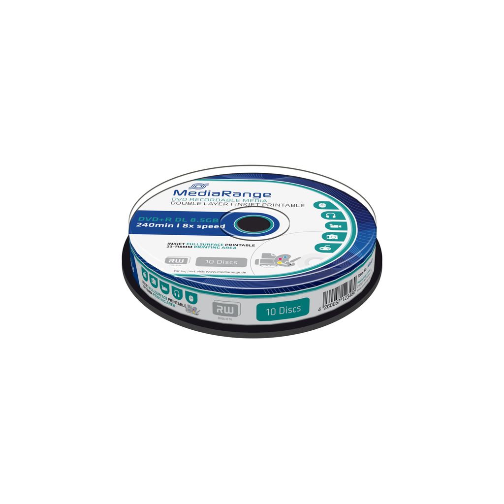 MediaRange DVD+R DL 8,5 GB, DVD-Rohlinge, (8fach, 10 Stück