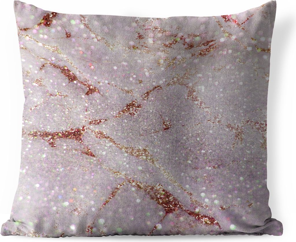 MuchoWow Outdoor Kissen - Marmor - Lila - Glitter - 40x40 cm - Wetterfest - Lounge Kissen - Kopfkissen - Interieur - Polster mit Bild