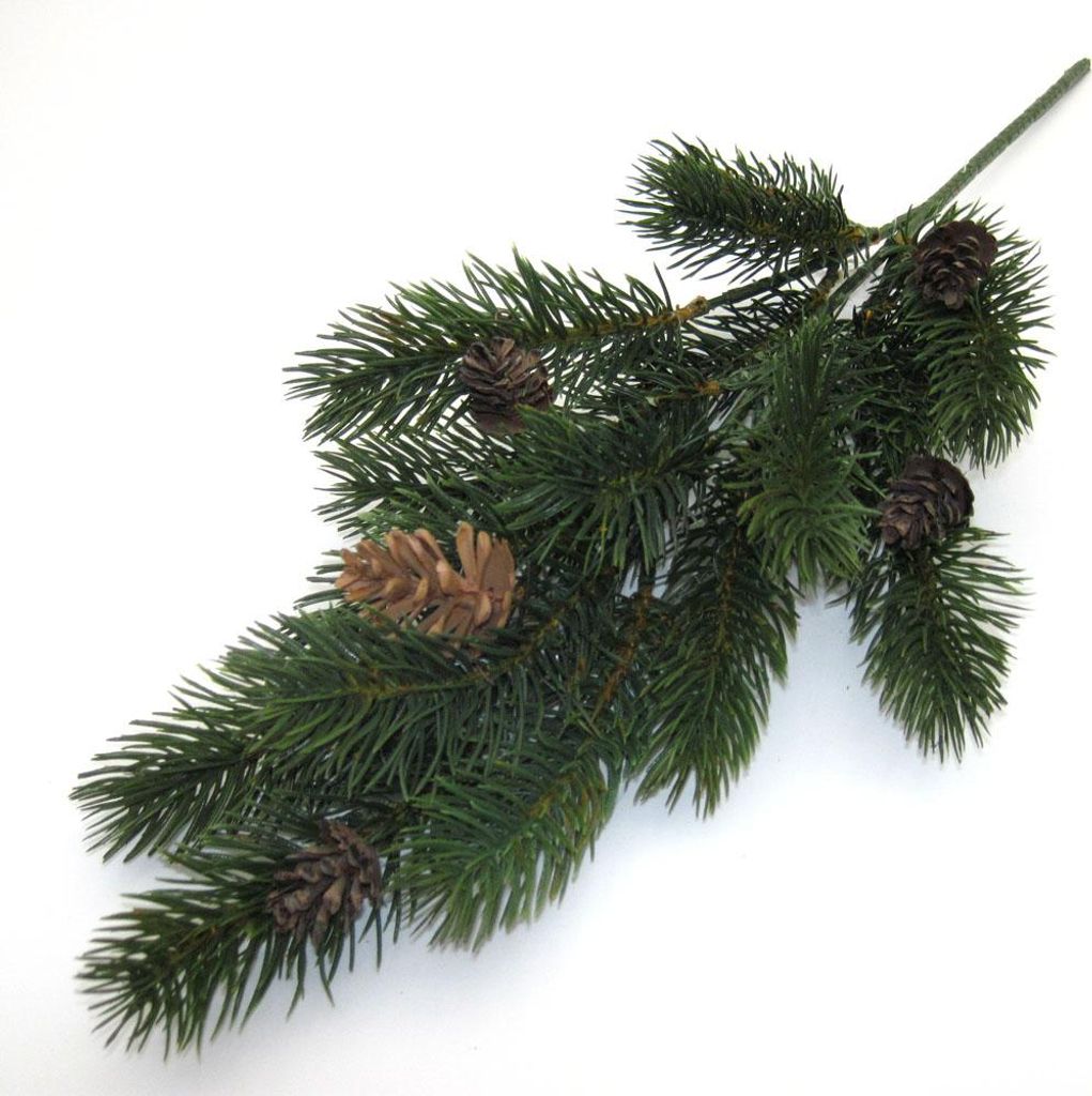 Tannenzweig mit Zapfen künstlich Grün-Braun ca. 50 cm