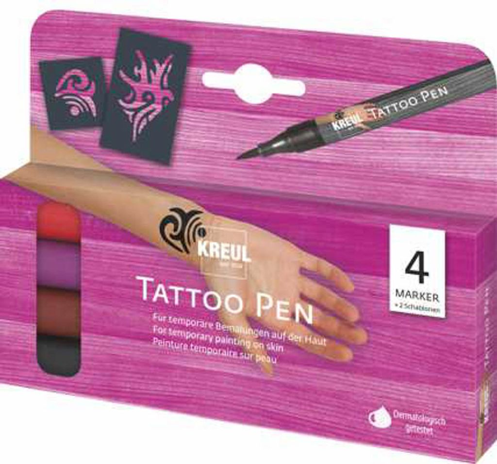 KREUL Tattoo Pen Hobby Line, zestaw 4 sztuk Zdjęcie produktu 