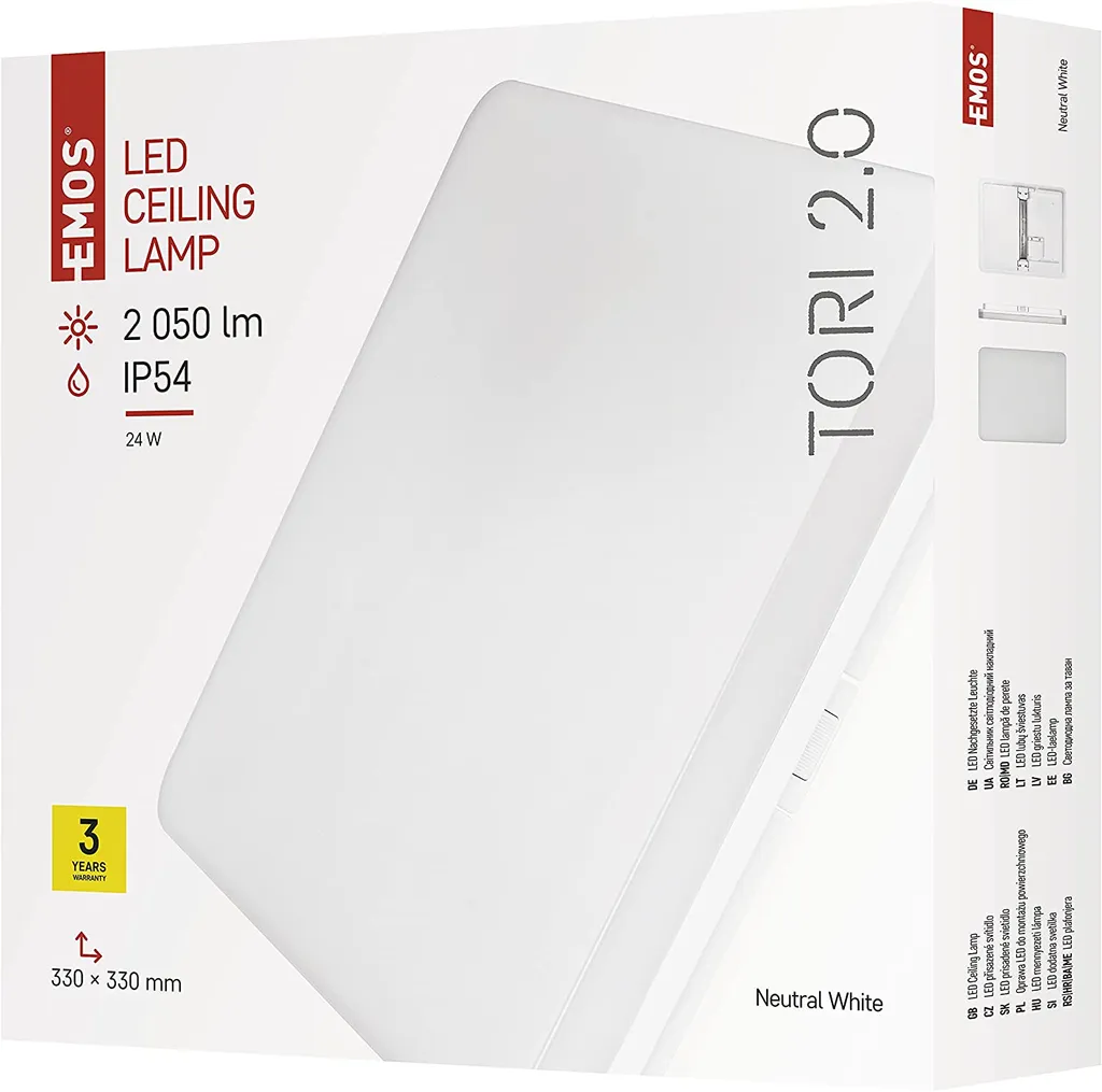 EMOS Apparecchio LED TORI 33 x 33 cm, 24 W, bianco neutro, IP54, ZM4324