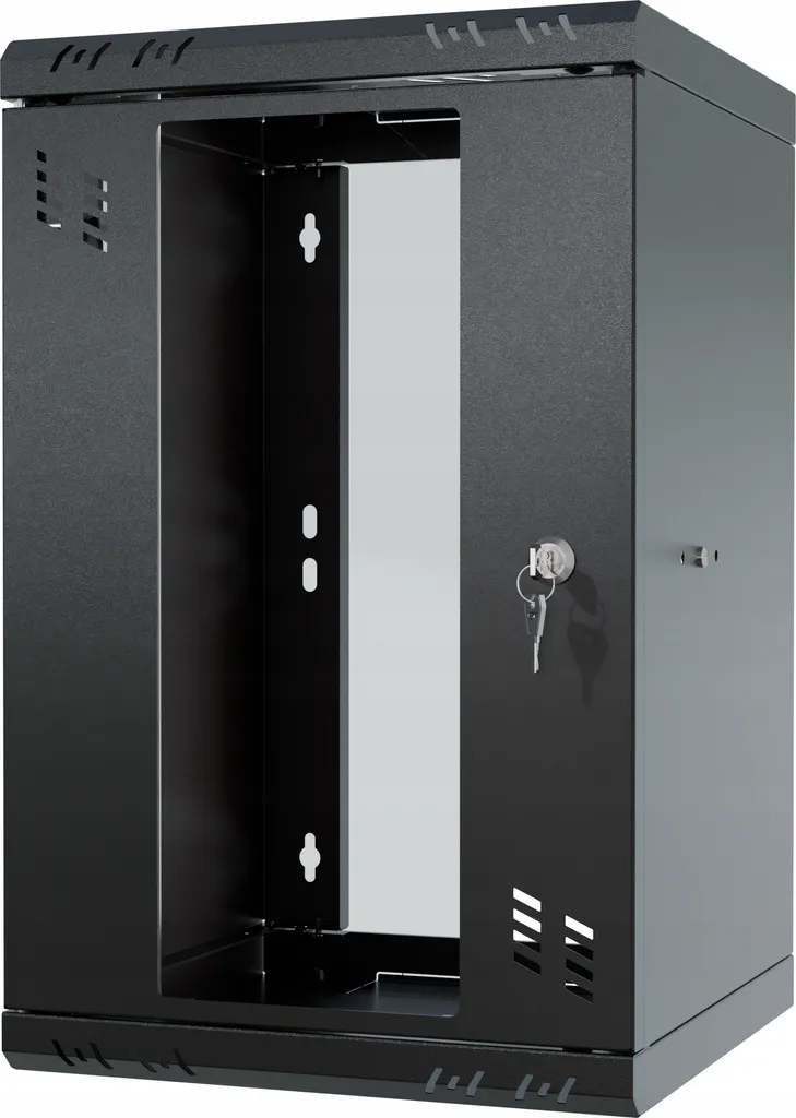 Serverschrank 10" 6U, 300mm, Glastür, schwarz