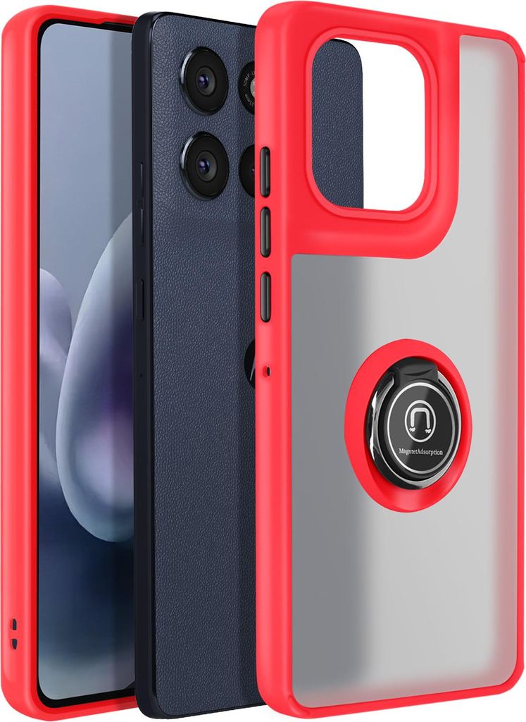 Avizar, Hülle Moto G86/G86 Power Magnetring, matt-frost, Rot