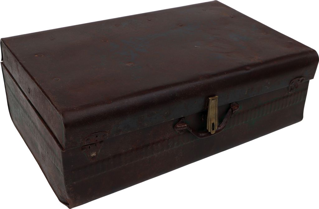 Alter Blechkoffer, Antiker Metallkoffer - Modell 8, Antik-grün, 22*62*40 cm, Truhen, Kisten, Koffer