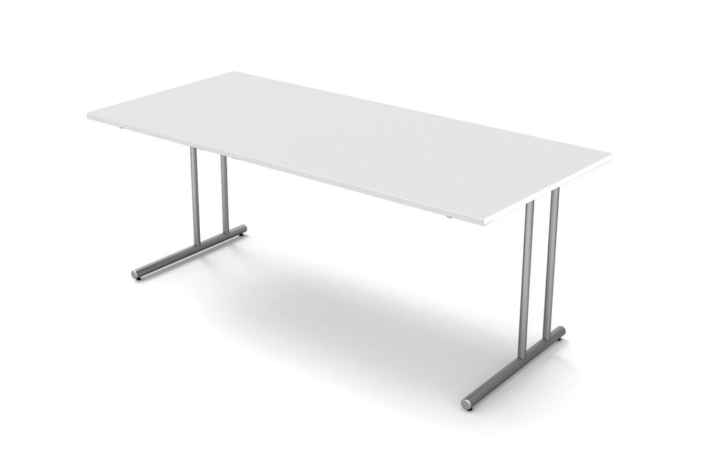 Kerkmann Schreibtisch START UP 180x80x75 cm C-Fuß-Gestell alusilber inkl. Kabelkanal verschiedene Dekore Weiß