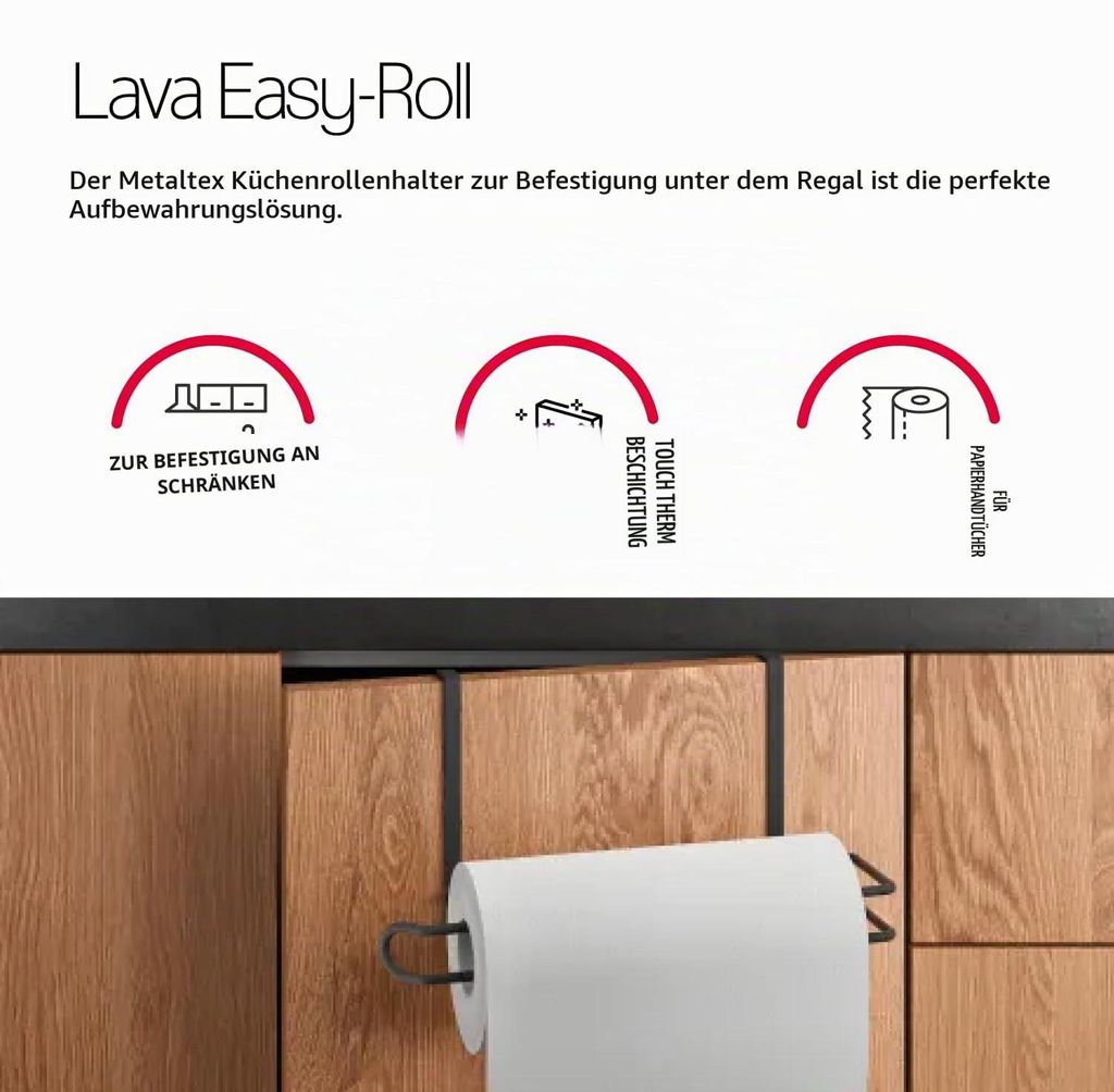 Metaltex Papierrollenhalter, Metall, Lava Schwarz, 35x18x10