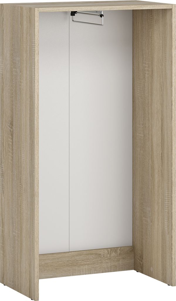 A freestanding wardrobe frame with a hanging rail.