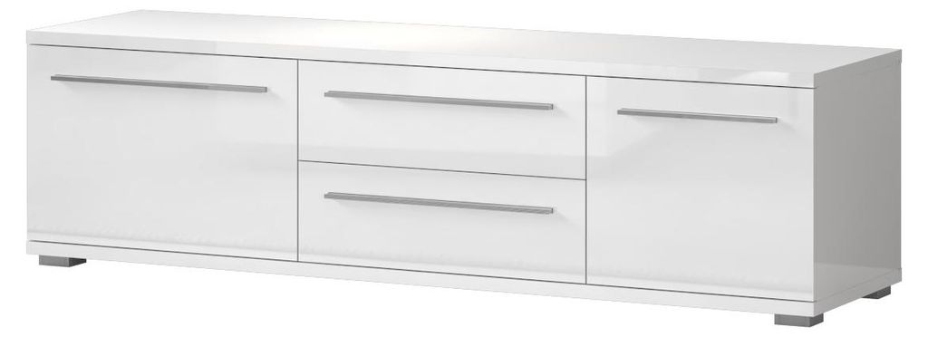 TV-Unterschrank Garim 31, Farbe: Weiß Hochglanz - 46 x 165 x 45 cm (H x B x T)