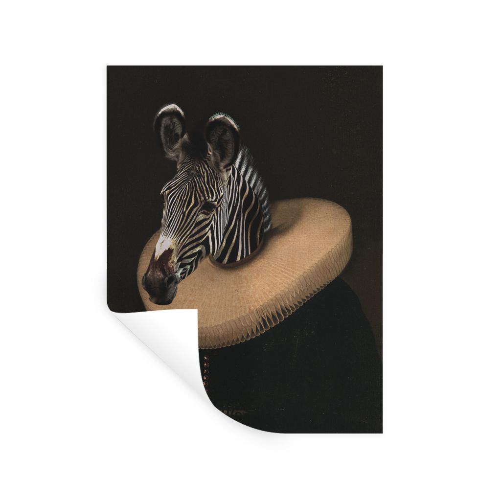 MuchoWow Wandtattoo Wandsticker Wandaufkleber Zebra - Alte Meister - Kunst 120x160 cm Selbstklebend und Repositionierbar - Wierderverwendbar - Se...