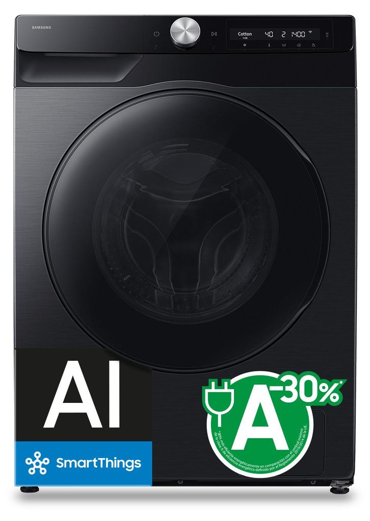 Samsung Series 9 Lavasciuga WD6400H Cl.A/D 9/6 kg Nero, Frontlader, Freistehend, Weiß, Links, Schwarz, Tasten, Drehregler