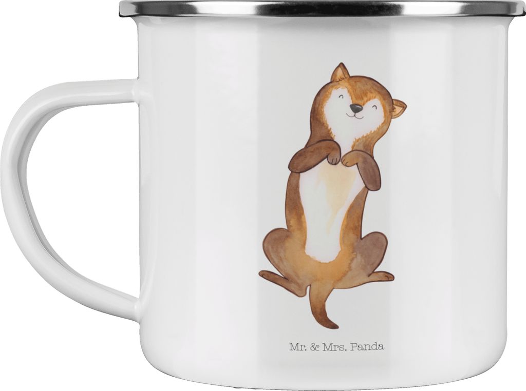 Mr. & Mrs. Panda Kaffeepott Hund Streicheln - Weiß - Geschenk, Tasse Emaille, Sprüche, Süß, Bauch, Hundewelpe, Teetasse, Haferl, Hunde, becher,...