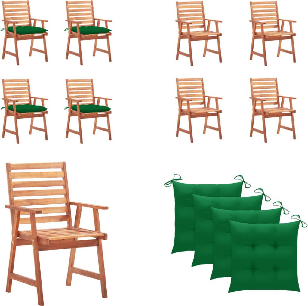 vidaXL Garten Essstühle 4 Stk. mit Kissen Massivholz Akazie Produktbild 
