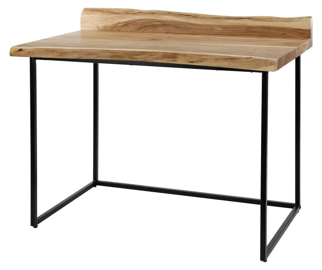 Bureau FURNLUX Live Edge en Acacia et Noir 110 cm Style Industriel