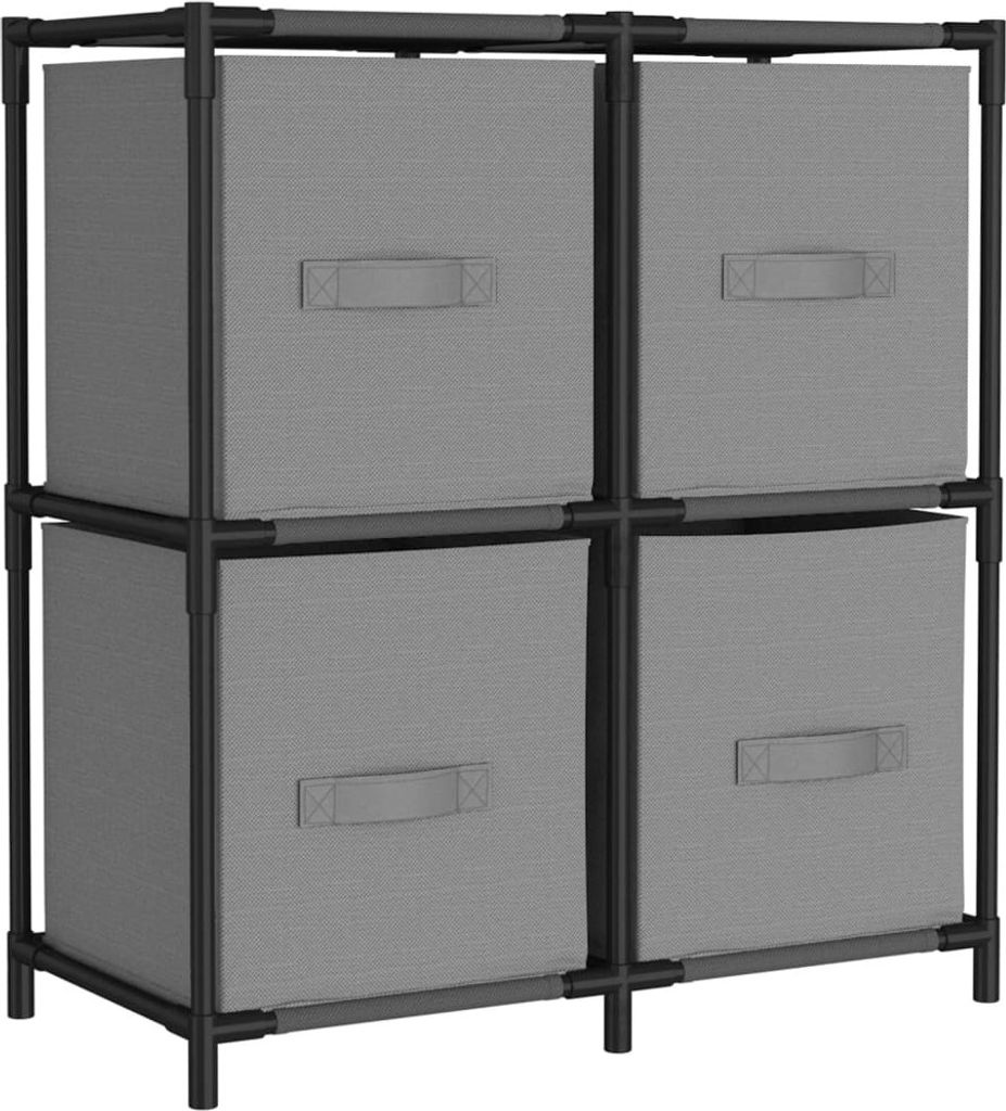 "SALE 2026"Flurschrank für Wohnzimmer - elegante Design - Mehrzweckschrank - mit 4 Körben aus Stoff Grau 63×30×71 cm Stahl - Kommoden DE4200667