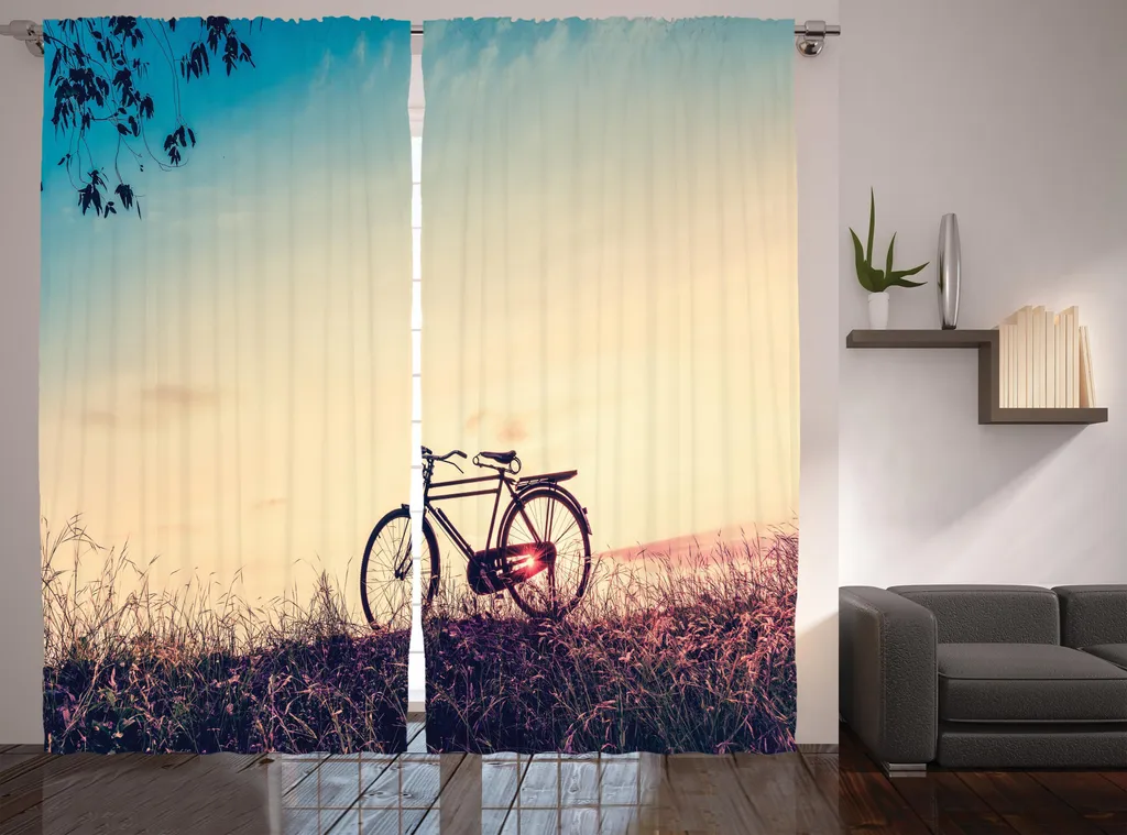 ABAKUHAUS Rideau Rustique Millésime Coucher de Soleil 280x225 cm Pêche