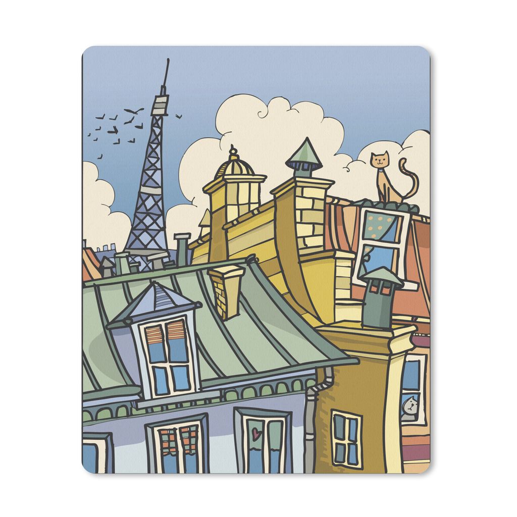 MuchoWow Mauspad Mousepad Paris - Haus - Eiffelturm 30x40 cm - Mousepads - Maus Mat - Pad - Mausunterlage - Mausmatten