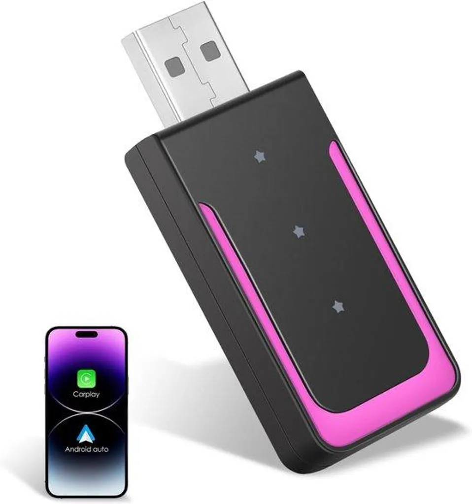 Dongle CarPlay sans fil et Android Auto sans fil - Adaptateur USB-C Noir