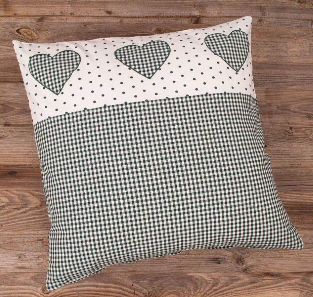 Kissen-Bezug 50x50 cm Landhaus-Stil grün weiß Baumwolle