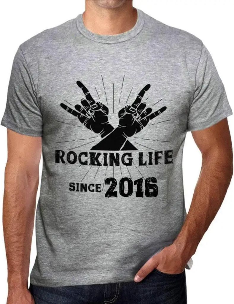 Herren Grafik T-Shirt Das Leben rocken seit 2016 – Rocking Life Since 2016 – Geschenk 8. Geburtstag Jahrestag 8 Jahre Jubiläum 8 Jährige Mann...