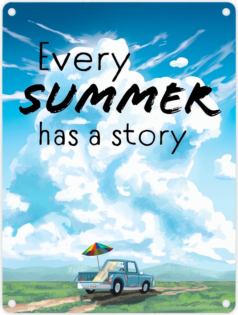 Every summer has a story Metallschild in 15x20 cm mit schöner Sommer Landschaft