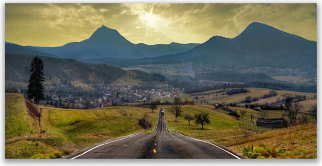 Tulup Leinwand-Bilder 120x60 Wandbild Canvas Kunstdruck Straße Gebirge Landschaft