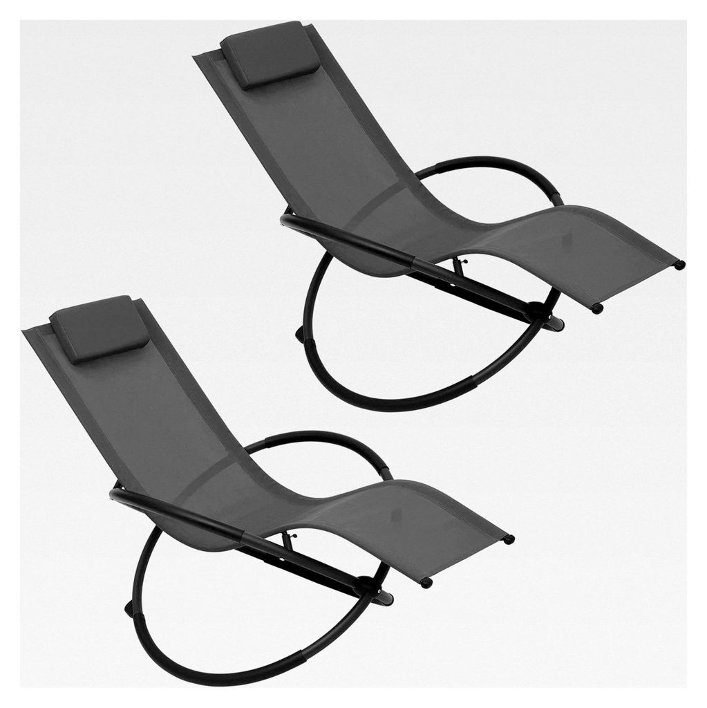 2er Set Schaukelliegen für den Außenbereich, Klappbare Relaxliegen mit Kopfstütze und Armlehnen, Schwingliege für Garten, Balkon und Terrasse, ...