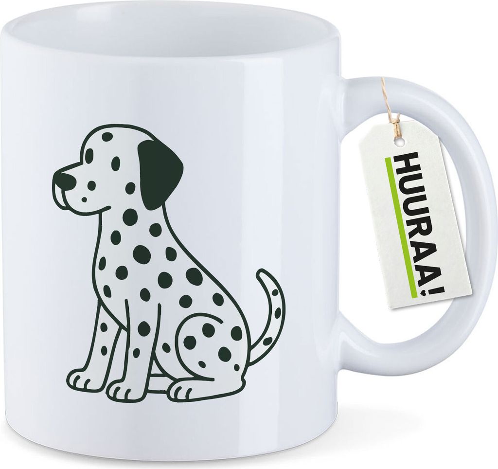 Huuraa Kaffeetasse Dalmatiner Comic Dotti 330ml Weiß Keramik Kaffeebecher Geschenkidee