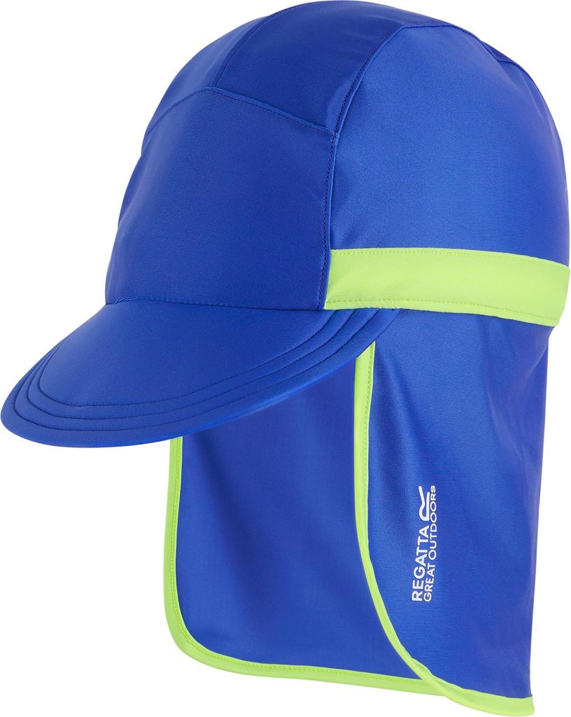 Regatta - Kappe mit Nackenschutz für Kinder RG12807 (116-122) (Königsblau/Leuchtend Grün)