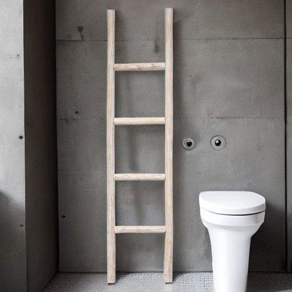 Handdoekrek 150 cm van massief hout - Wit Productafbeelding 