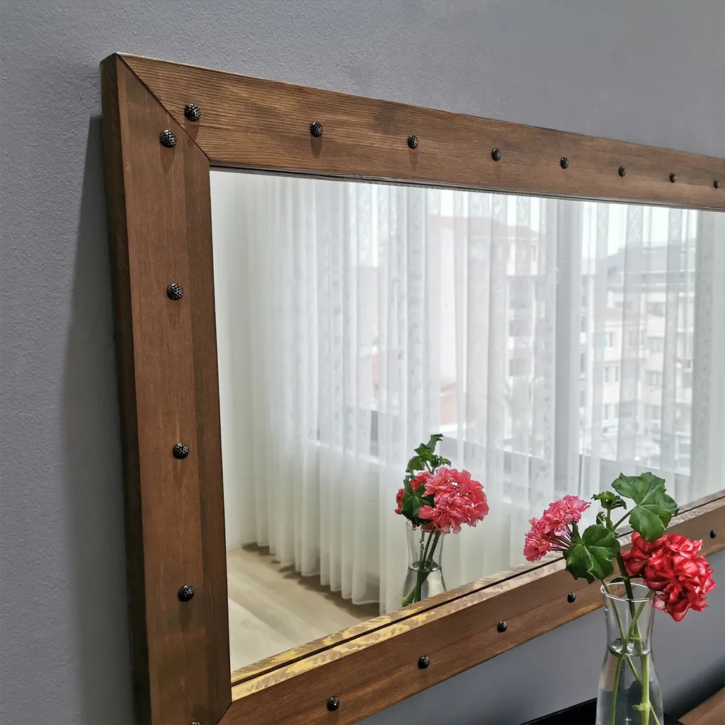 Grand miroir décoratif vertical rectangulaire bois noyer 50x110cm Skye - 6
